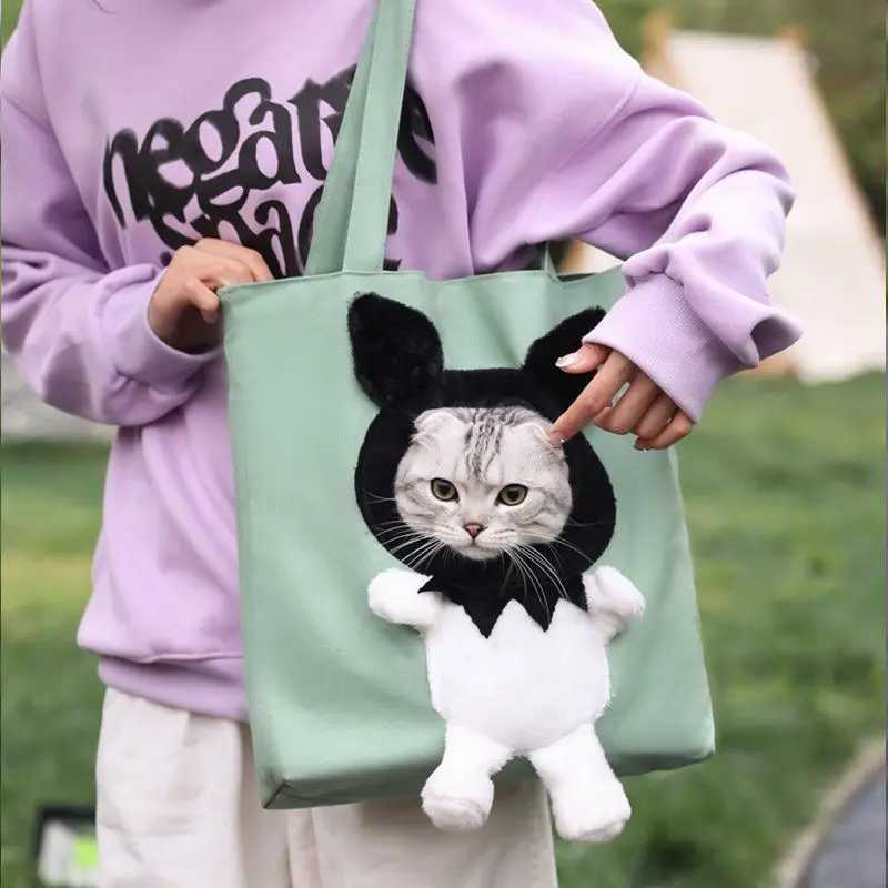 Pet Cat Canvas Shoulder Carrying Bag Cute Lion-Shaped Pet Canvas Shoulder Bag Cat Carrier Portable Cats Pet Canvas Tote Chest 250205