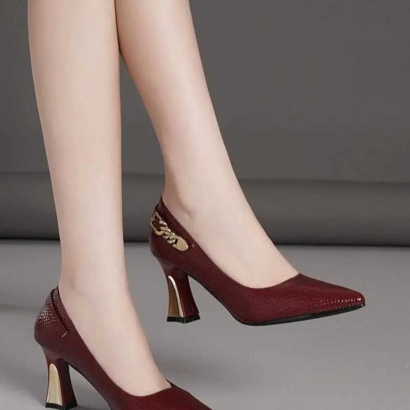 Basic Wine Snakeskin Leather Bun Shoes Stiletto High Heels H Pointy Toe Bun Pump Wedding Party Size 33-42 Shoe Ring Y250304