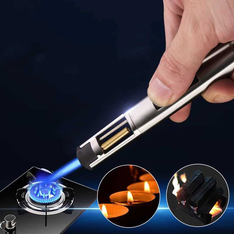 HONEST-Airbrush Torch Turbo Lighter Windproof Cigar Lighter Unusual Metal Jet Butane Gas Pipe Welding Lighter Kitchen GadgetT250305