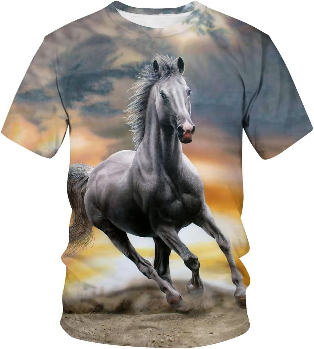 Mens T shirt Men Women Horse 3D Printed Tshirts Animal Graphic Casual Crew Neck tee Casual tops summer clothes animal print