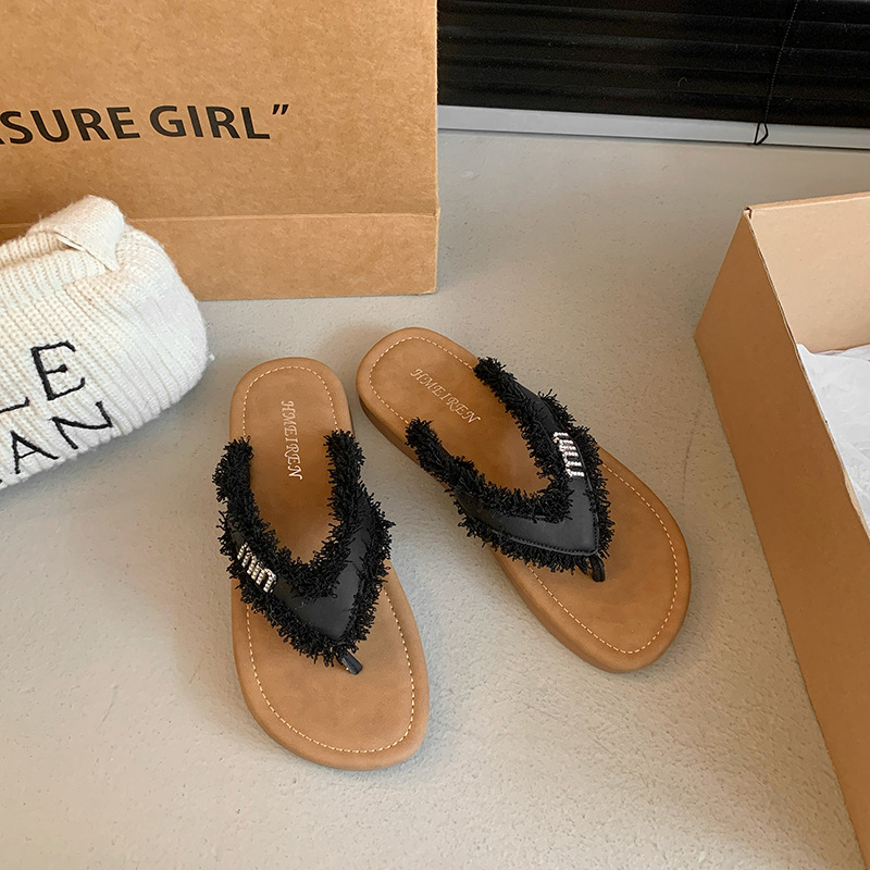 Free Shipping 2025 new slides designer Slippers for womans flat sandals fashion tassels slipper outdoor Indoor holiday women shoes