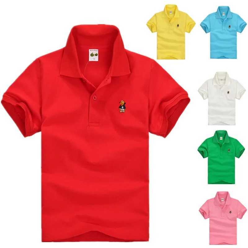 Summer Teenager POLO Shirts 3-14Yrs Children T-shirt For Girls Short-Sleeve Baby Tops Boys Tee Shirts Solid Color Kids OuterwearT250305