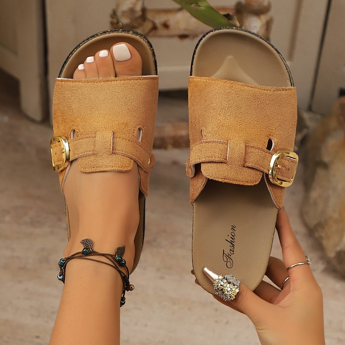 2025 Spring/Summer New Large Women's Thick Bottom Sandals Temu Border Trade Comfortable and Durable Slippers ddmykukumalu