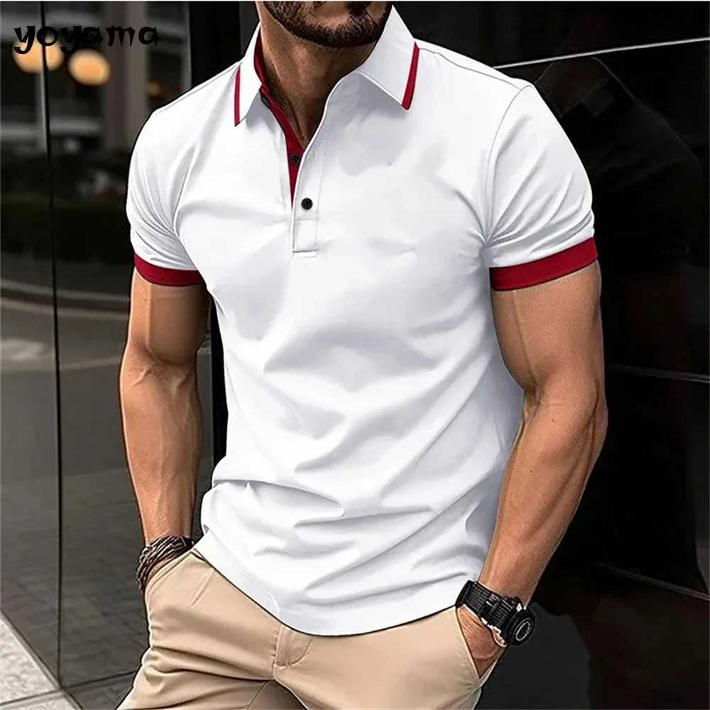 Solid Coloured Printed Polo Mens Clothing Simple 3D Print T-shirts for Men Breathable Mens Short Sleeve Polo Casual Loose TopsT250225