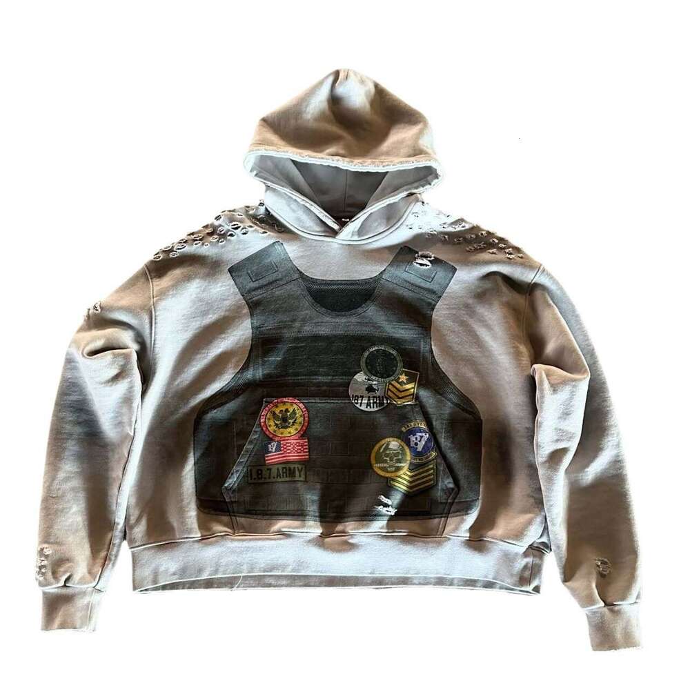 American sweatshirt bulletproof vest 3D printed pattern spring loose hoodie