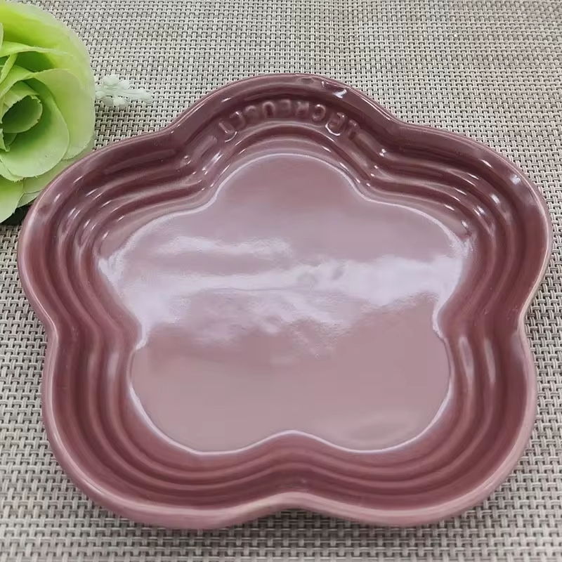 Plum Blossom Small Plate 14cm Sauce Plates French Cool Color Cake Dish Gradual Spit Bone Dishs Tableware Ceramic Dessert