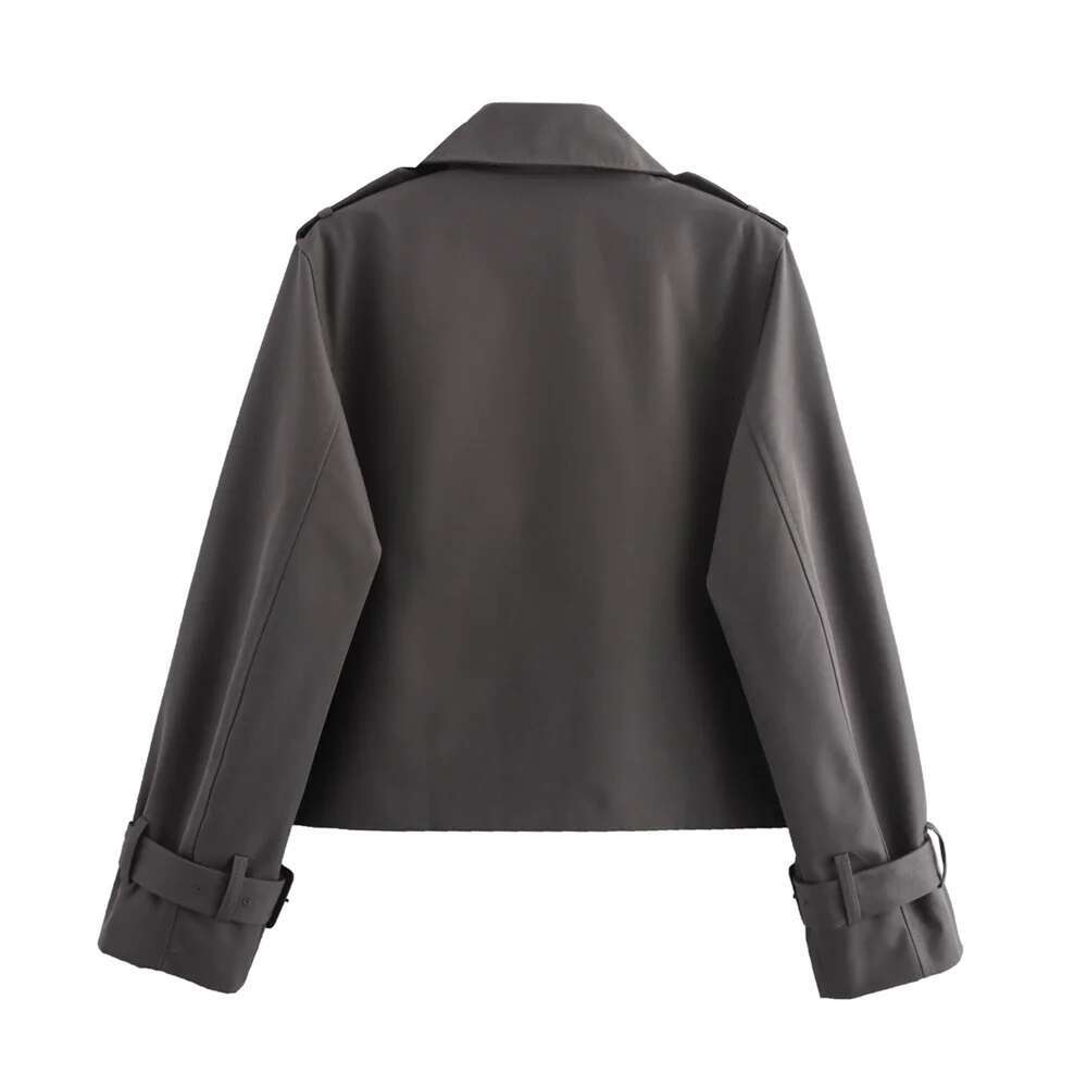 Pb&Za2024 Autumn New Women's Polo Design Sense Double Breasted Loose And Versatile Long Sleeve Short Windbreaker Coat