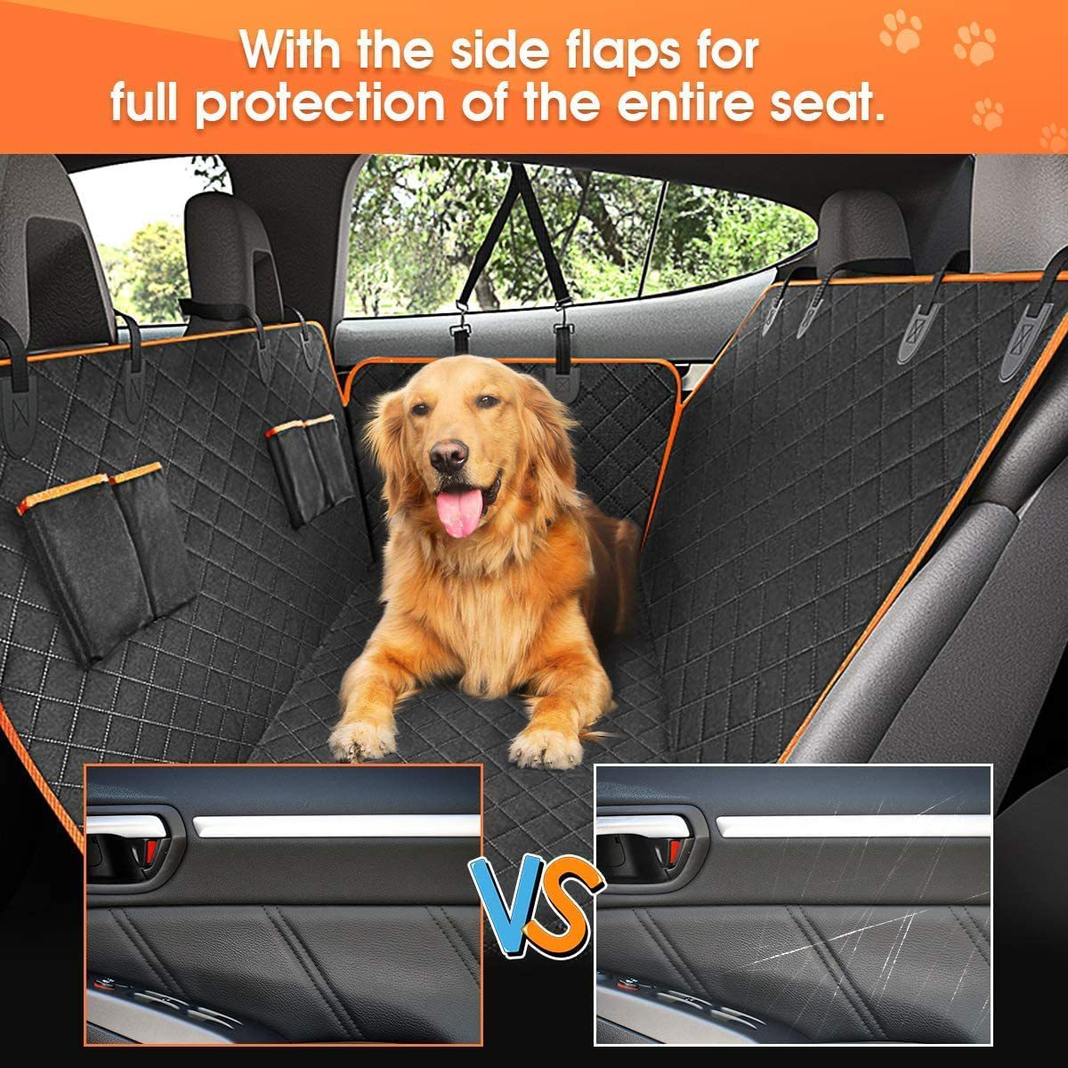 Dog Seat Covers Car Universal Scratchproof Dog Car Hammock Waterproof Car Back Seat Protector with 4 Bags Side Flap Pet Supplies