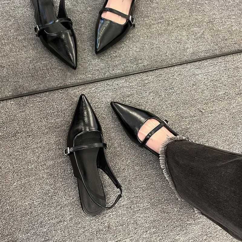 French-style High-grade Sandals for Wen Wear 2024New Pointy Shallow-mouthed Luxury Shoes with A Pedal Temperament. Y250304