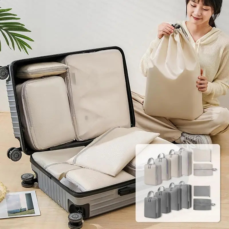 Ship from US Compression Bags For Travel 6 Pcs Organizer Suitcase Set Packing Cubes DoubleStitched 250305FBB