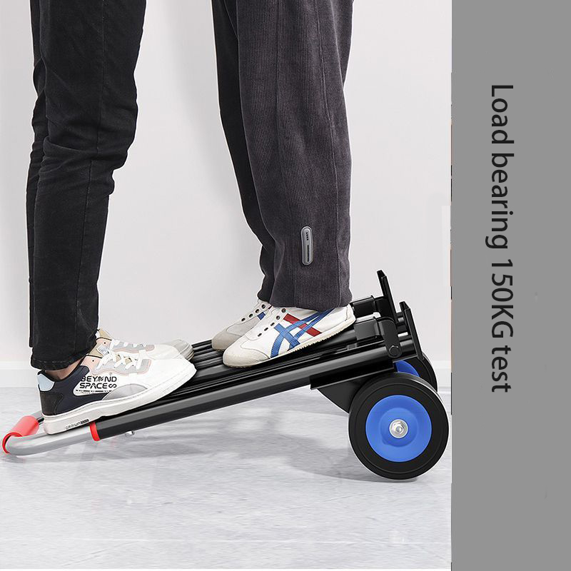 Portable Folding Retractable Trolley Folding Hand Truck Handling Household Trailer Shopping Cart Trolley Adjustable Hand Cart