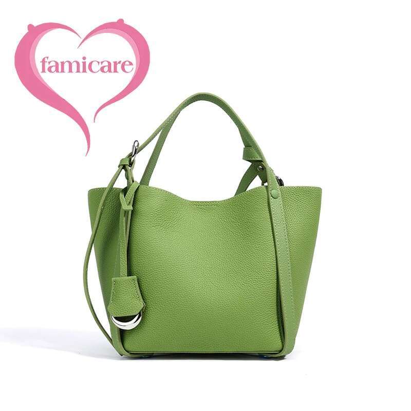 2025 New Women's Genuine Leather Handbag Small Designer Fashion Vegetable Basket Bucket Style Tote For Lady Commuting N Shopping