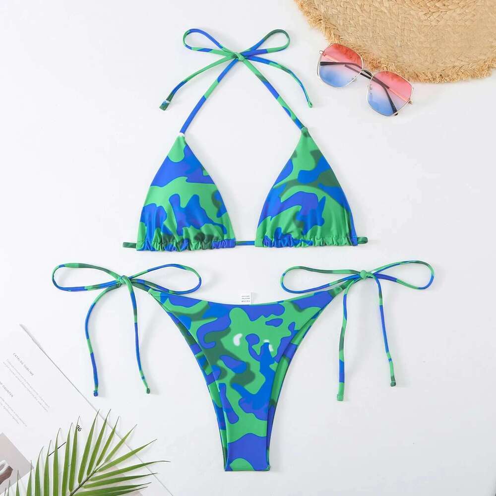 Brazilian Micro Mini Bikini Set Swimming Pads Bikinis 2024 Push Up Bathing Suits Coffee String Swimwear Women Swimsuit Km-Ly