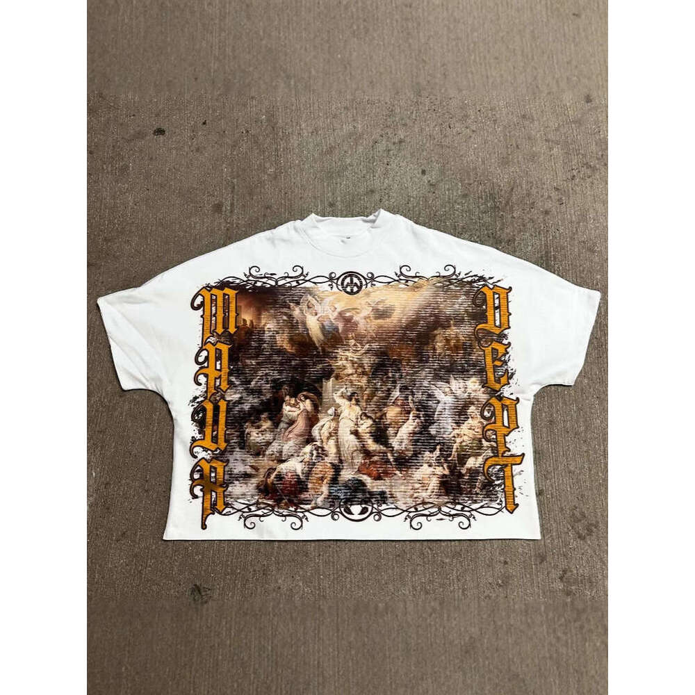American street cool cross faith 3D pattern loose spring and summer trendy clothing