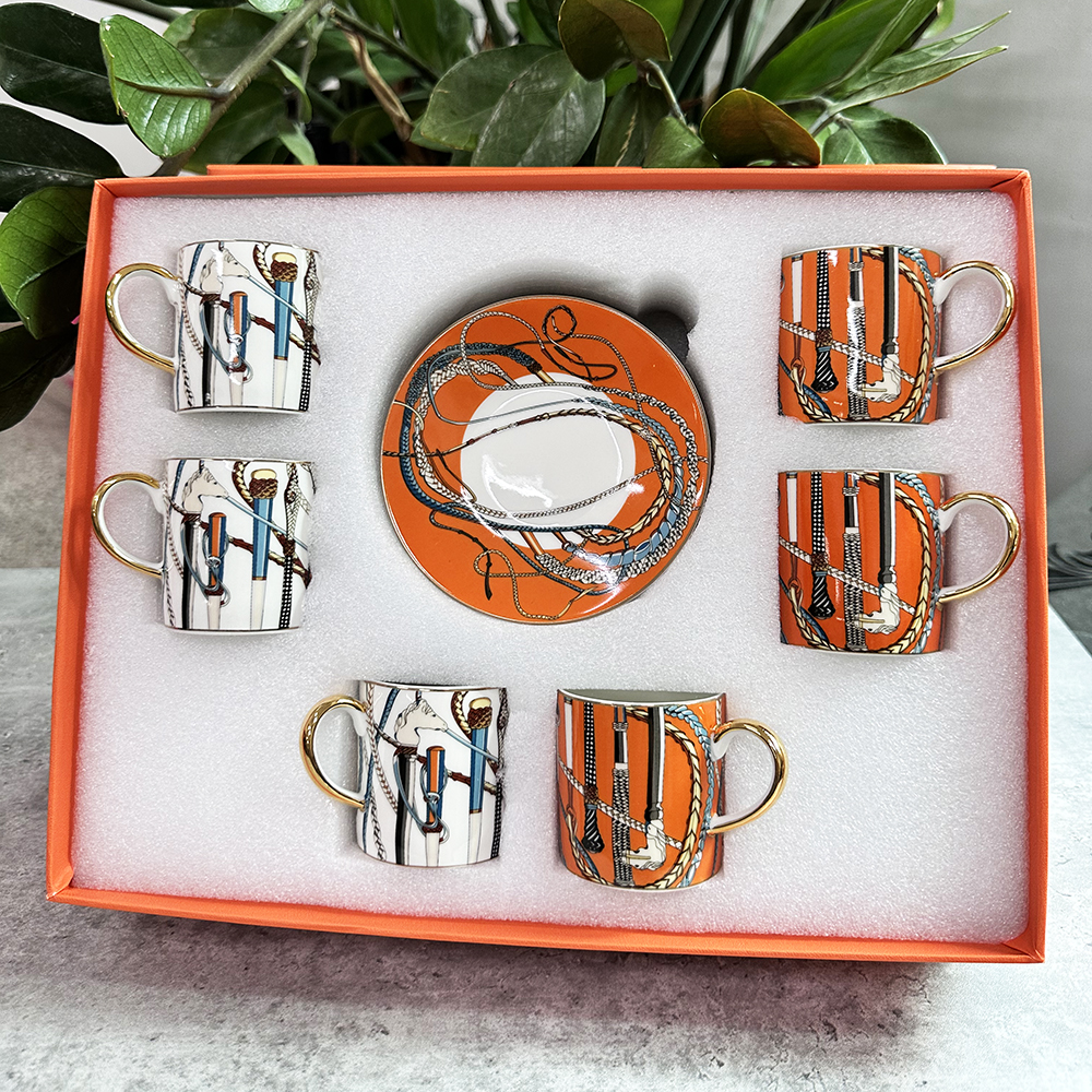 80 Ml 12Pcs Gift Box Set Ceramic Espresso Coffee Cup Tea Milk Drinking Cups with Handle Mug for Office Novelty Gift