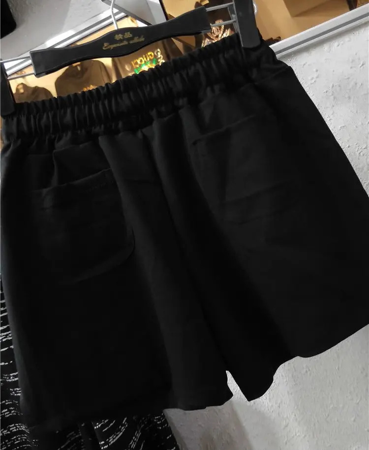 Shorts for Women Spring Summer Elastic Waist Diamond Wide Leg Loose Shiny Female Cloth 2023 250304