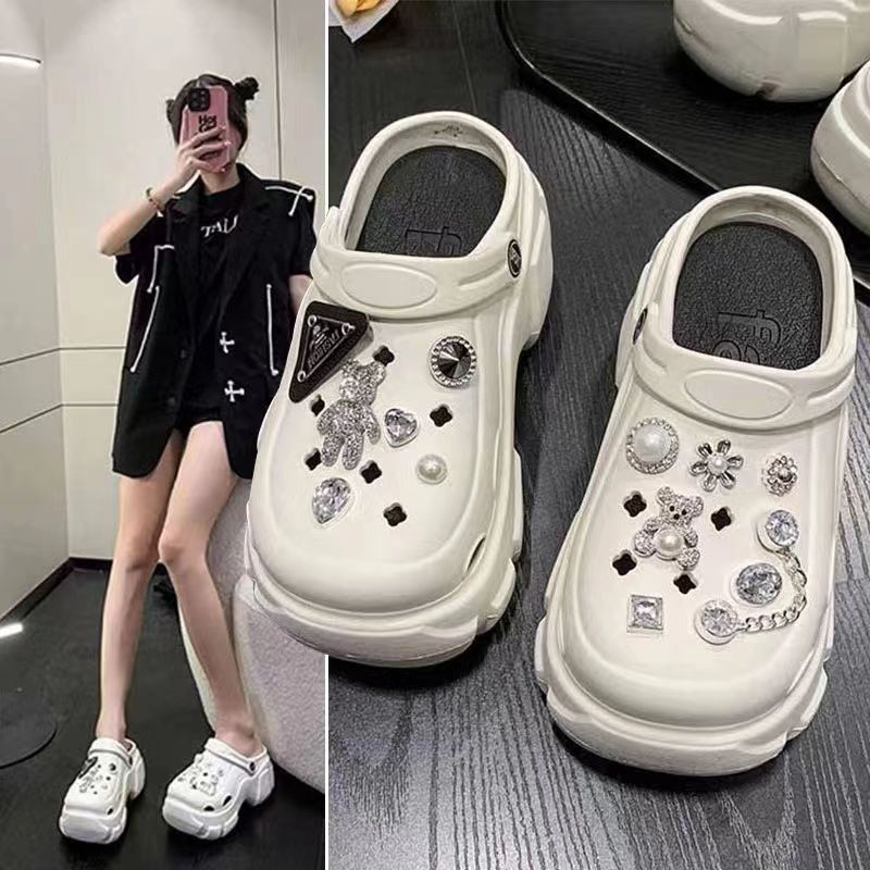free shipping designer Sandals for woman outdoor Appliques fashion breathable 9cm slippers