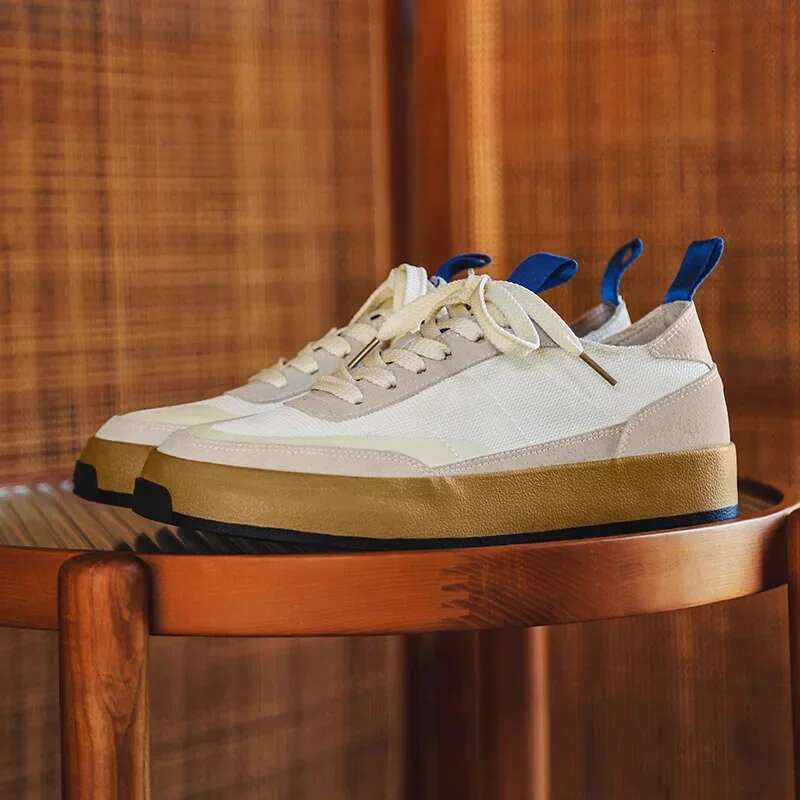 Trendy Casual Patchwork Flat Canvas for Men Ice Silk Walking Platform Shoes Comfortable Vintage Sneakers Male