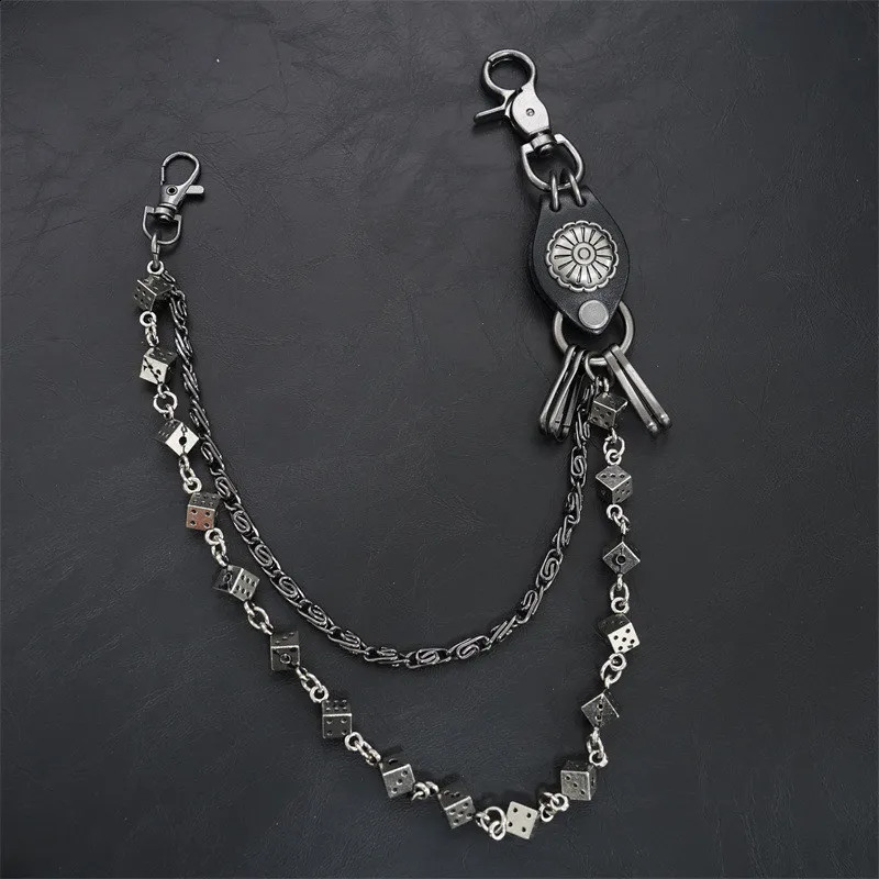 Men Vintage Long Metal Rock Trousers Hipster Pant Jean Keychain Ring Clip Tassel Keychains Women Accessory 250303