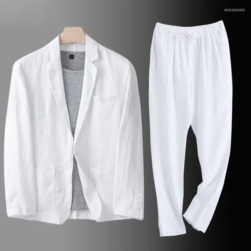Men's Suits Casual Linen Suit Summer Sun Protection Western Style Loose Fit Top Jacket Cotton