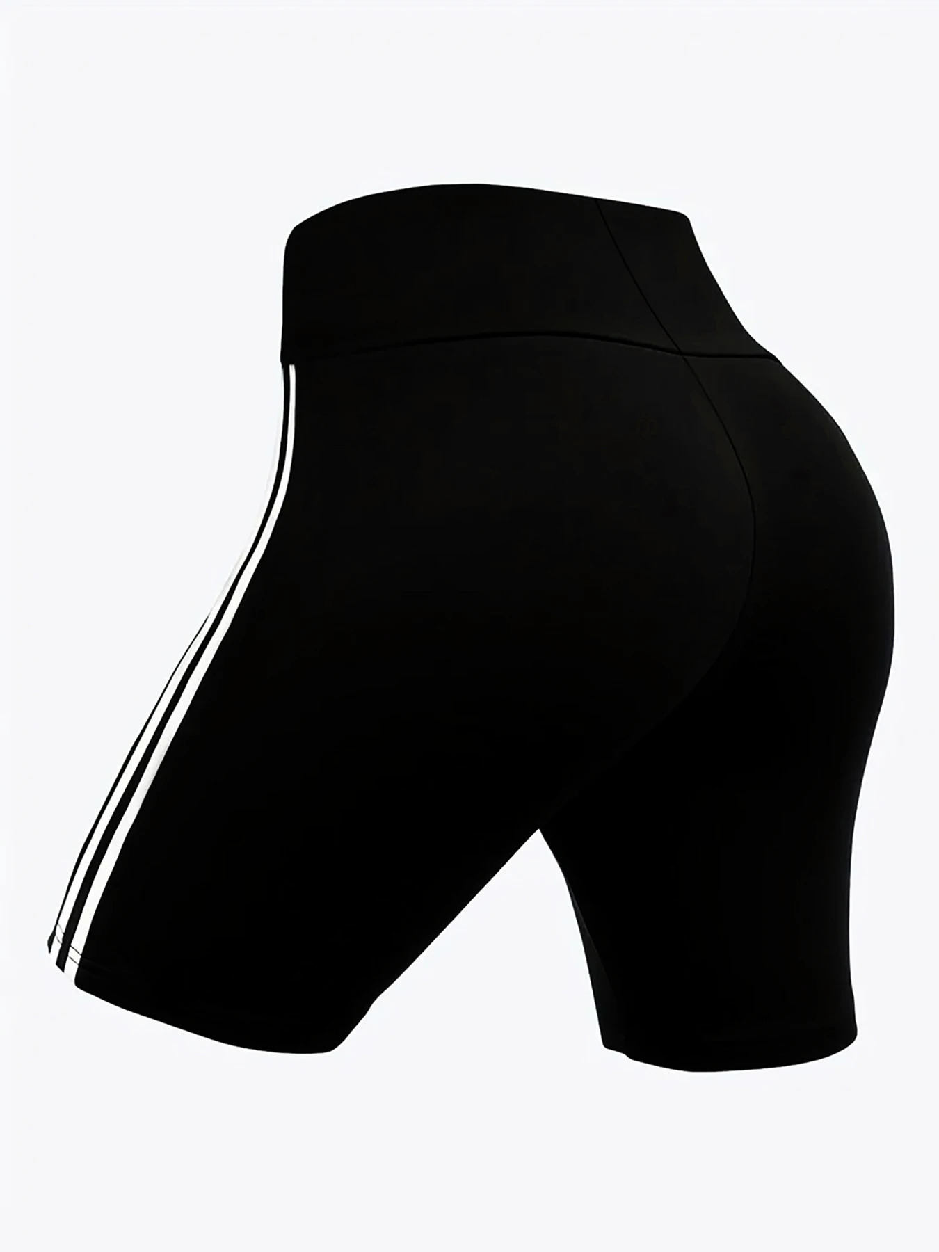 High Stretch Plus Size Athletic Shorts for Women Sporty Knit Mid Thigh Pants with Side Stripes Fashionable and Comfortable 250304