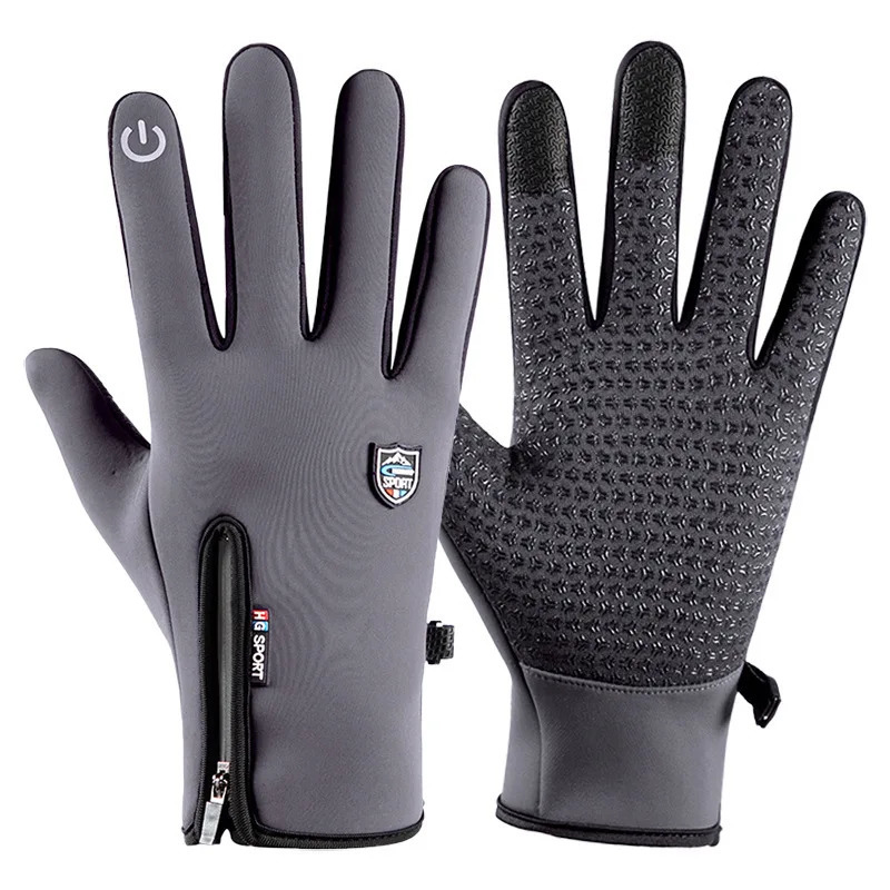 Winter Men Women Plus Plush Velvet Fleece Thick Warm Touch Screen Skiing Mitten Outdoor Sport Fitness Cycling Aipper Glove N33 250304