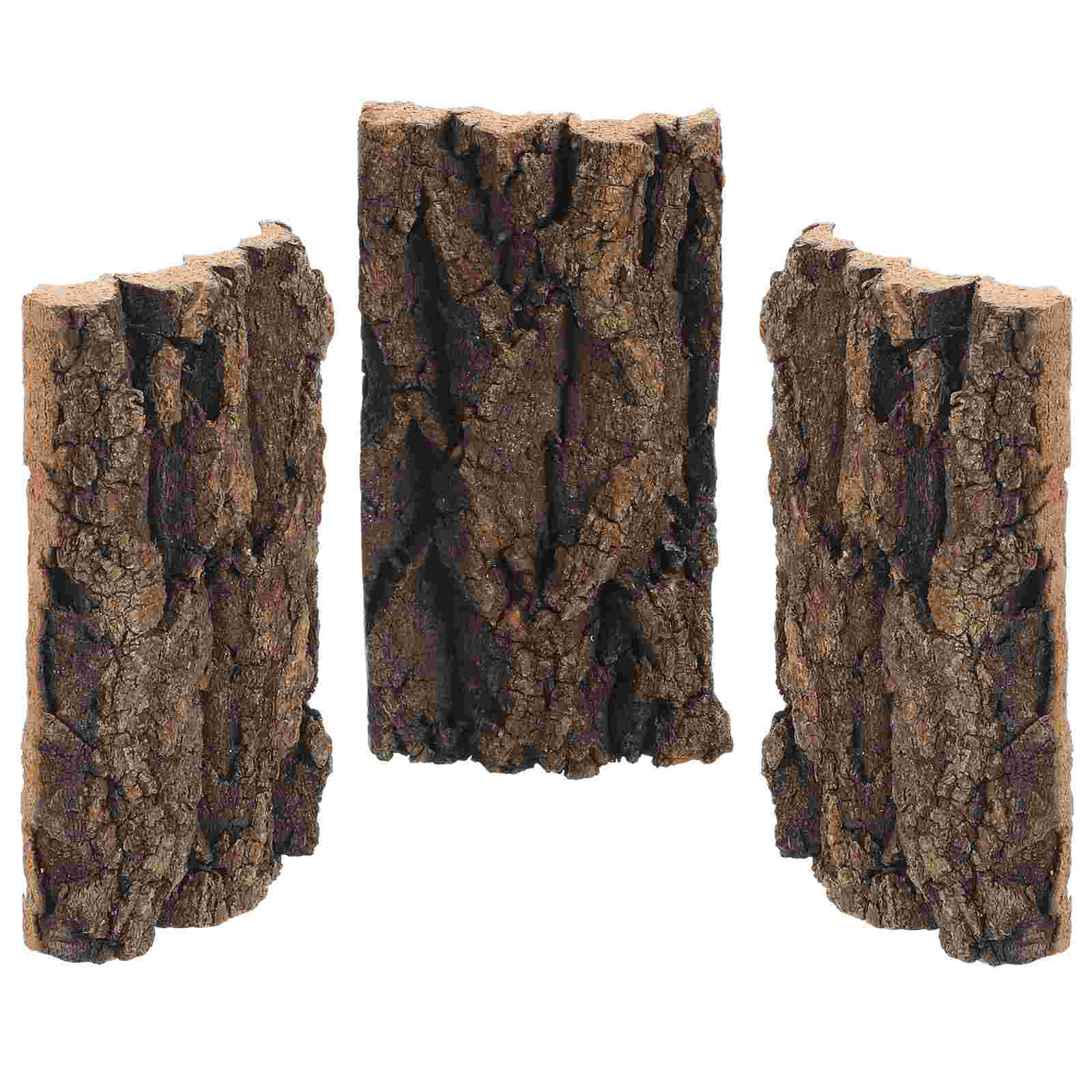 3 Pcs Fish Tank Landscaping Cork Reptile Decor Plant Terrarium Glass Desktop Aquarium Natural Bark Background Accessories