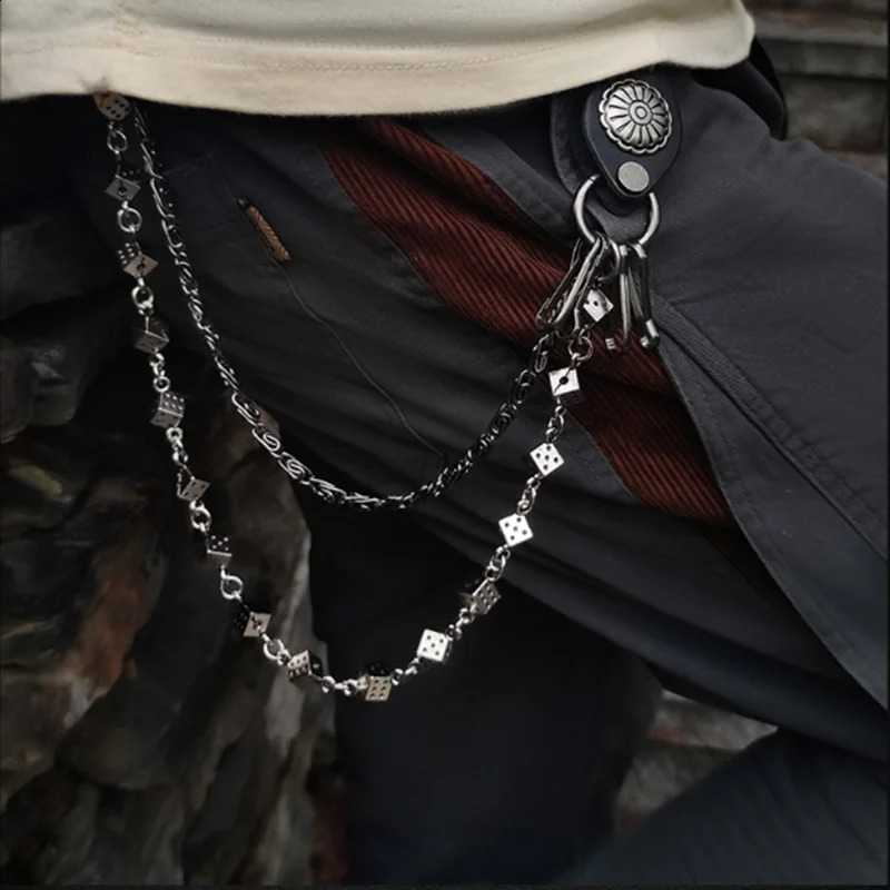 Men Vintage Long Metal Rock Trousers Hipster Pant Jean Keychain Ring Clip Tassel Keychains Women Accessory 250303