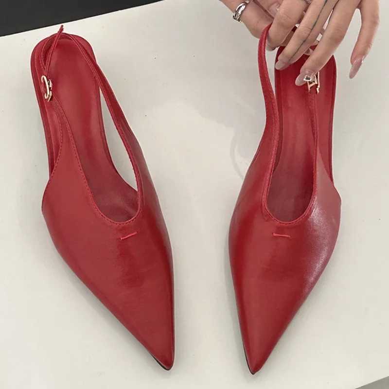 SEXY Pointed Toe Low H Sandals Womens Shallow Elegant Slingback Sandals Womens Summer Designer Dress Womens Pumps Y250304