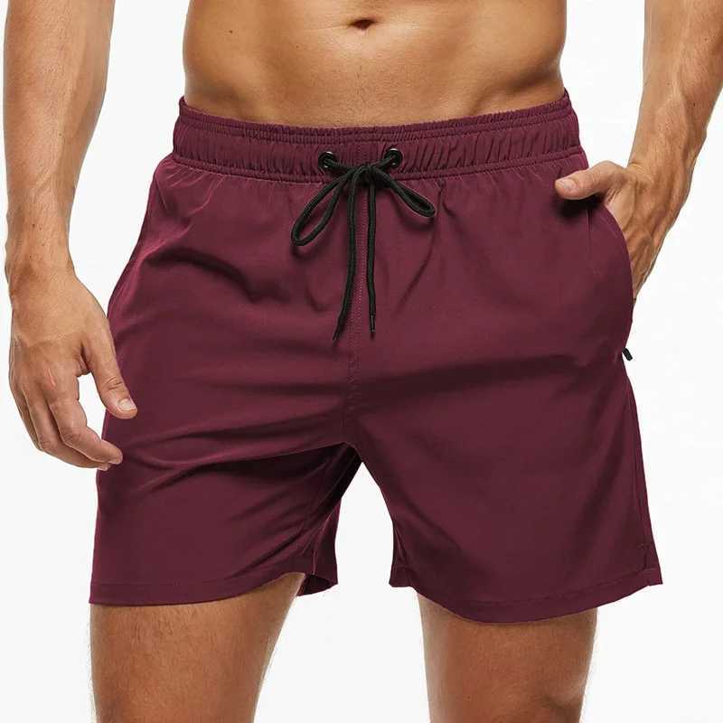 Fashionable beach shorts elastic closed mens swim trunks quick drying beach shorts with zippered pocketsXJ250304
