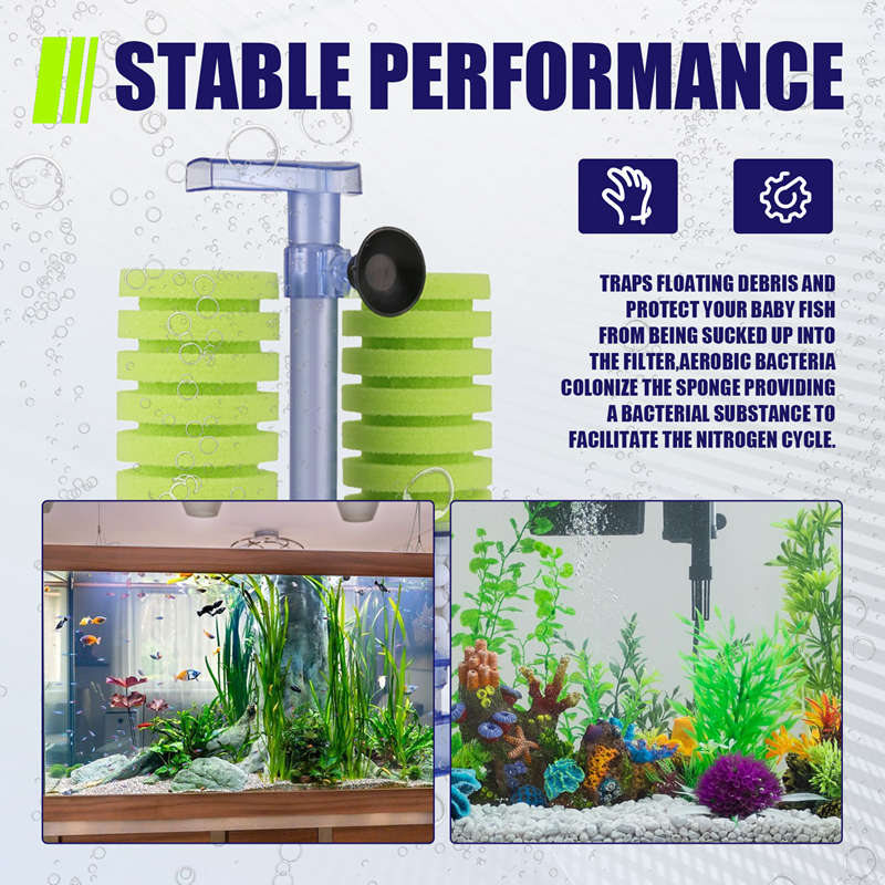 AAAC-Aquarium Filter,Ultra Quiet Aquarium Biochemical Sponge Filter Fish Tank Air Pump Betta Fry Aquarium Fish Tank Water Fall D