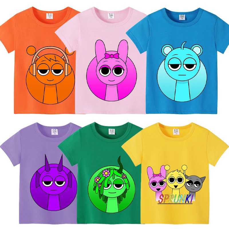 Sprunki Kids T-shirt Summer Children Incredibox Game Cotton Short Sleeve Top Boy Anime Fashion Cute Tee Girl Casual Clothes Gift X250305