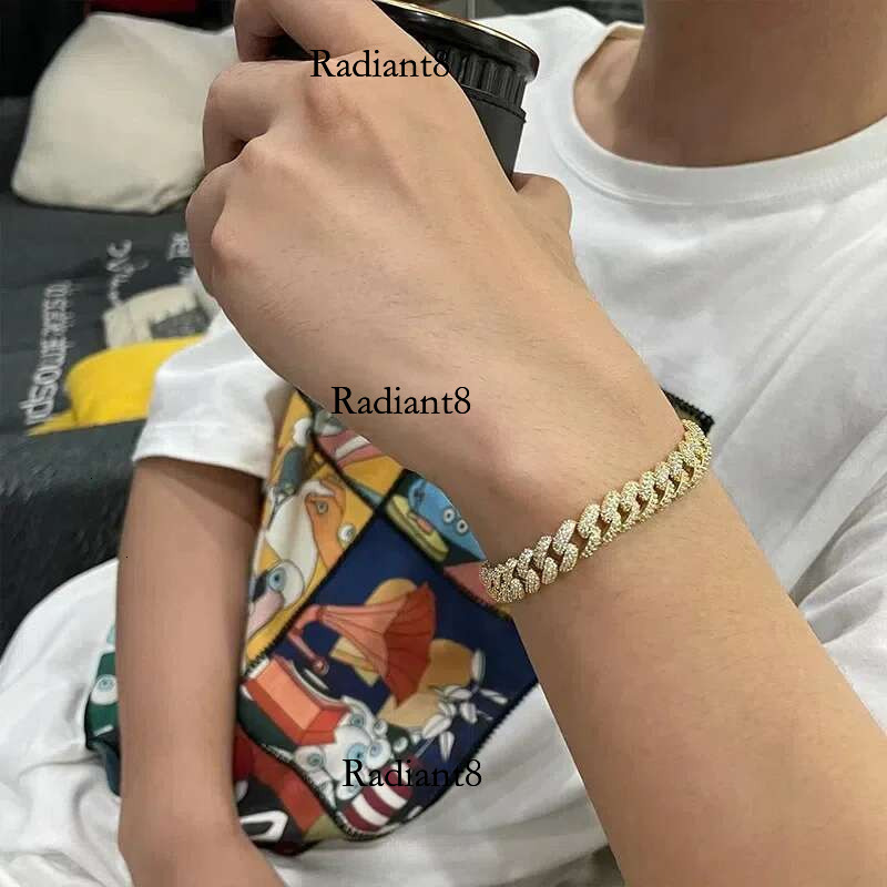 Halaile S Sterg Sier Sparkg D Color High Carbon Dia Cuban Bracelet Hip Hop Fine Jewelry for Women Men Trendy Gift