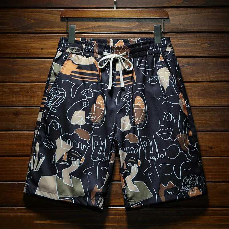 Beach shorts Men2024 summer lightweight breathable loose edition fashionable printed elastic street trend outdoor cutting pantsXJ250304