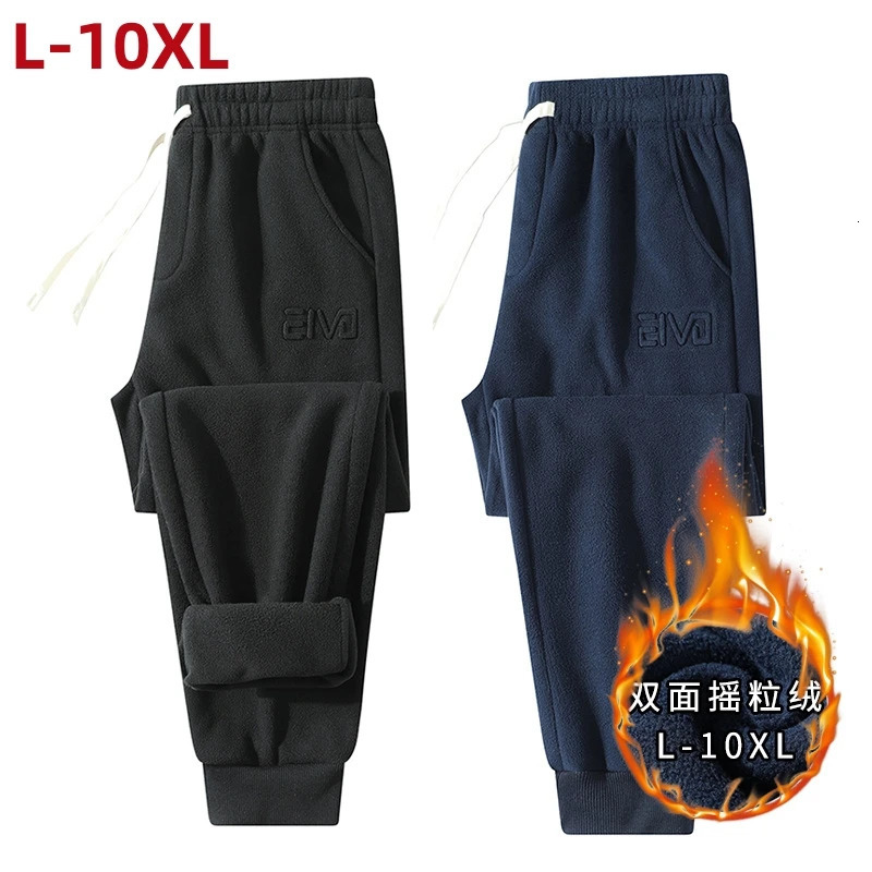 Winter Thick Polar Fleece Warm Sweatpants Men Streetwear Drawstring Casual Jogger Pants Male Loose Thermal Trousers 10xl 9xl 8xl 250304