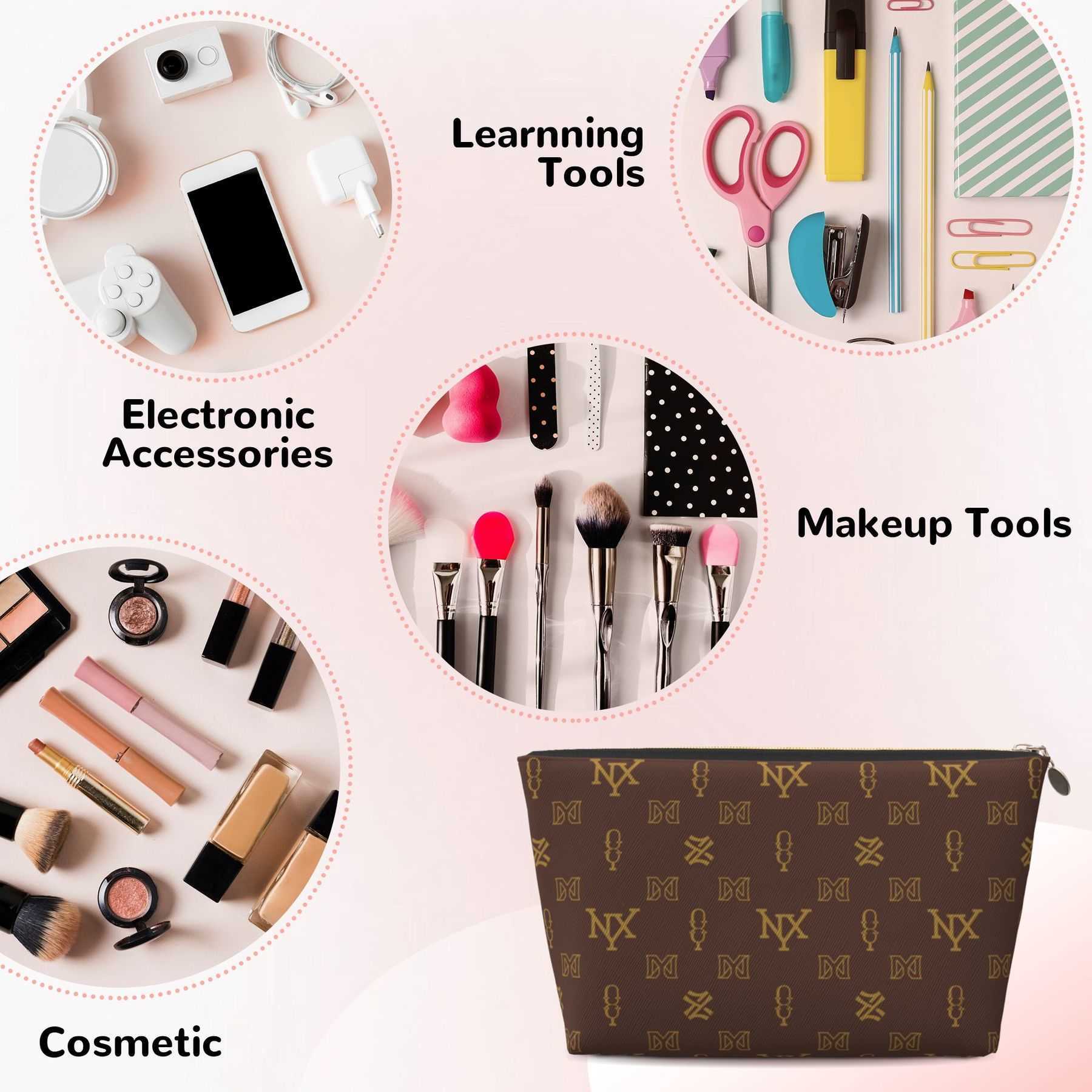 NXY Designer Bag Zipper Cosmetic Bags Luxury Bag Vintage Leather Women Makeup Bag Toiletry Cosmetics Pouch Fashion Woman Travel Make Up