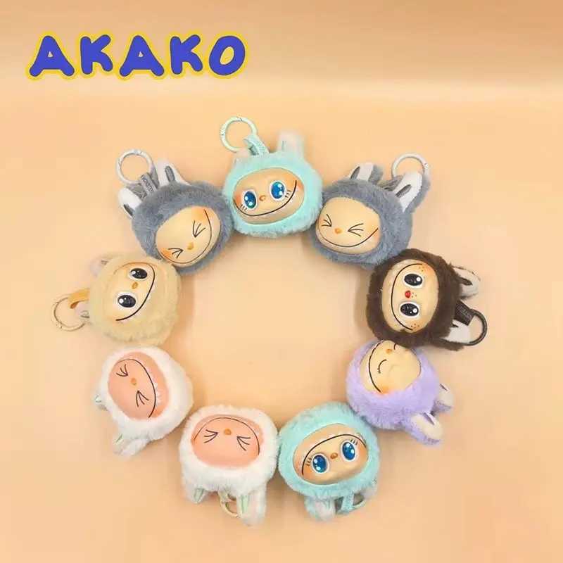 Labubu Figures Blind Box Vinyi Head Keychain Pendant Cute Monster Plush Doll Bag Fashion Pendant Birthday Gift Model Kids ToyT250305