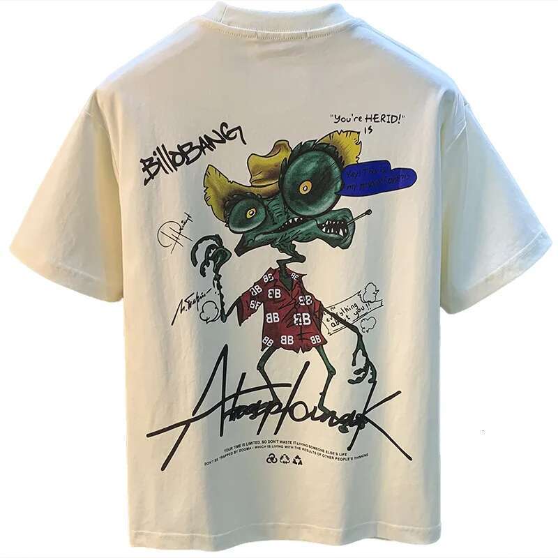 Fashion Trendy Funny Lizard Cartoon Printtt-Shirt Summer Thin Loose Elastic Sweat-Absorbent Breathable Men's Top