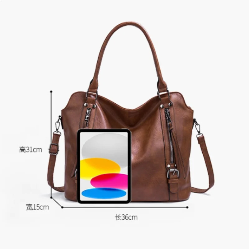 Trendy Soft Leather Tote Bags Solid Color Large Capacity Handheld Womens Handbags Casual Shoulder Crossbody Bags 250304 - view 7