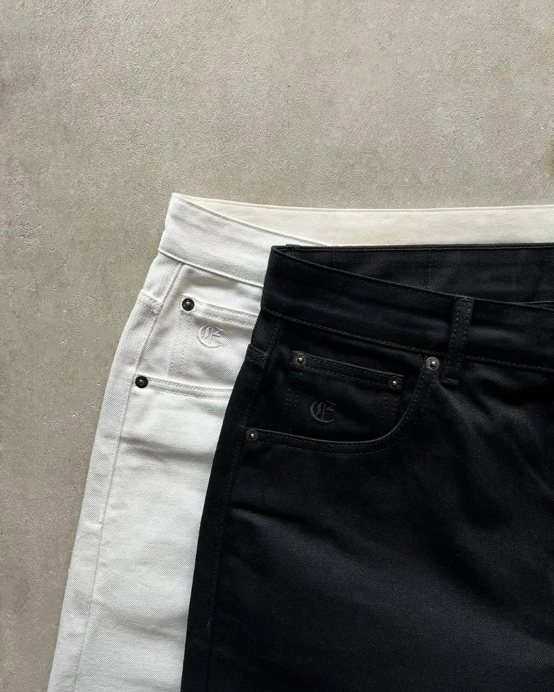 American fashion trend solid color high waisted jeans mens Y2K street hip-hop loose fitting Harajuku versatile wide leg pants 250304