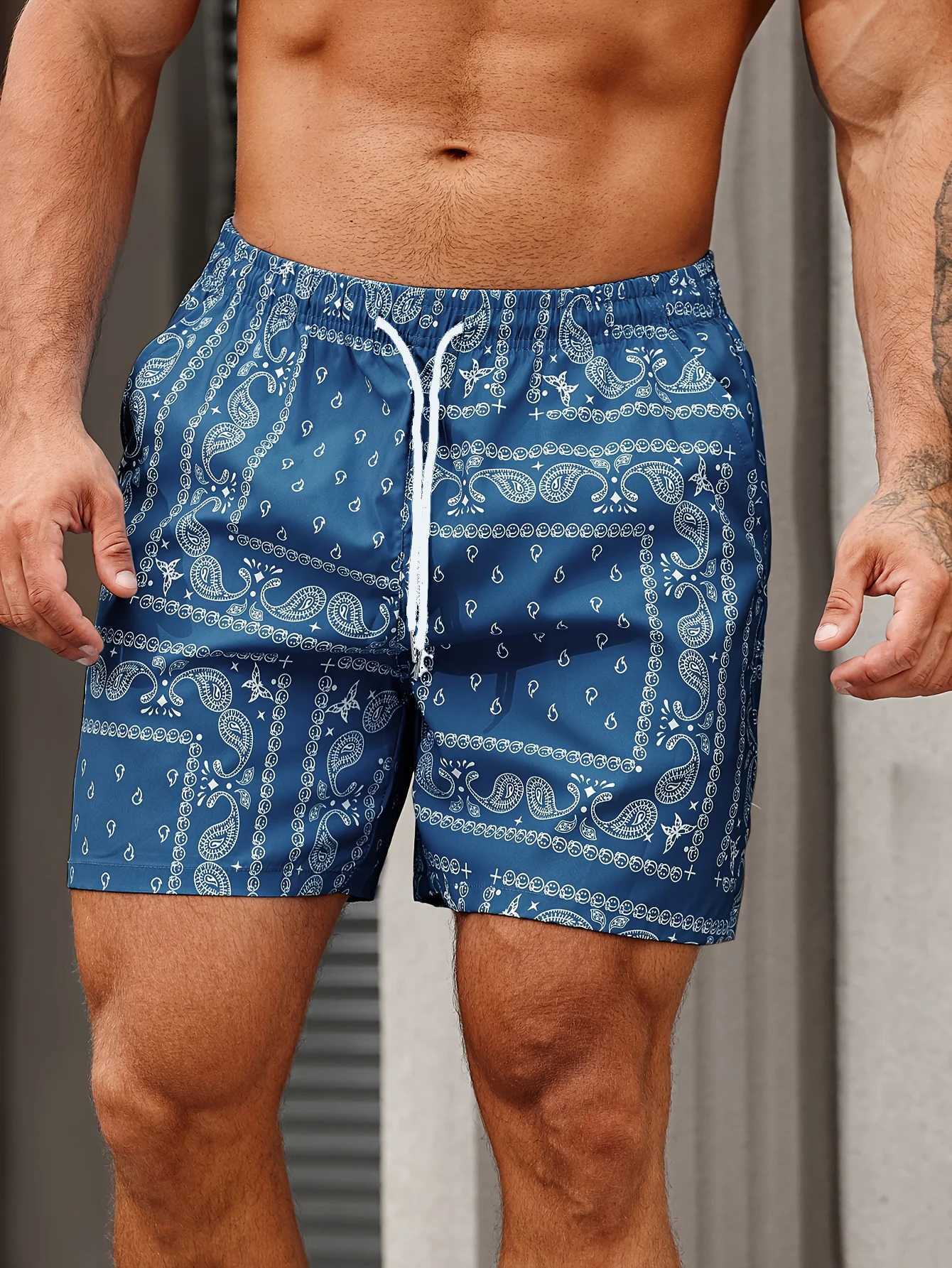 Paisley Mens Shorts Quick Drying Hawaiian Surf Shorts Casual Pattern Drawstring Outdoor Shorts Summer Vacation Beach Men PantsXJ250304