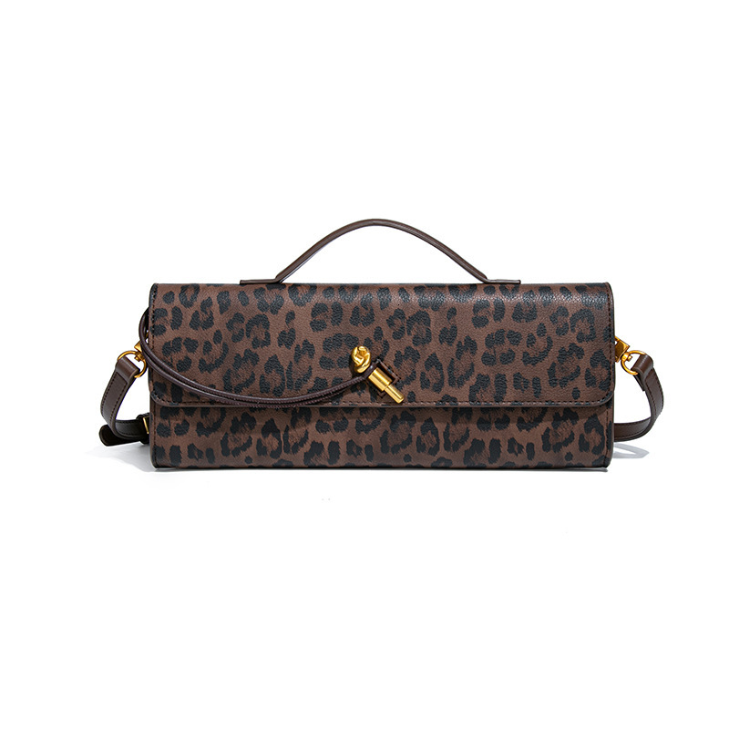 New designer clutch bag For Women Fashionable Leopard Print Handbag Evening Crossbody Baguette Horizontal Pin Small Square Accordion Bag Trendy