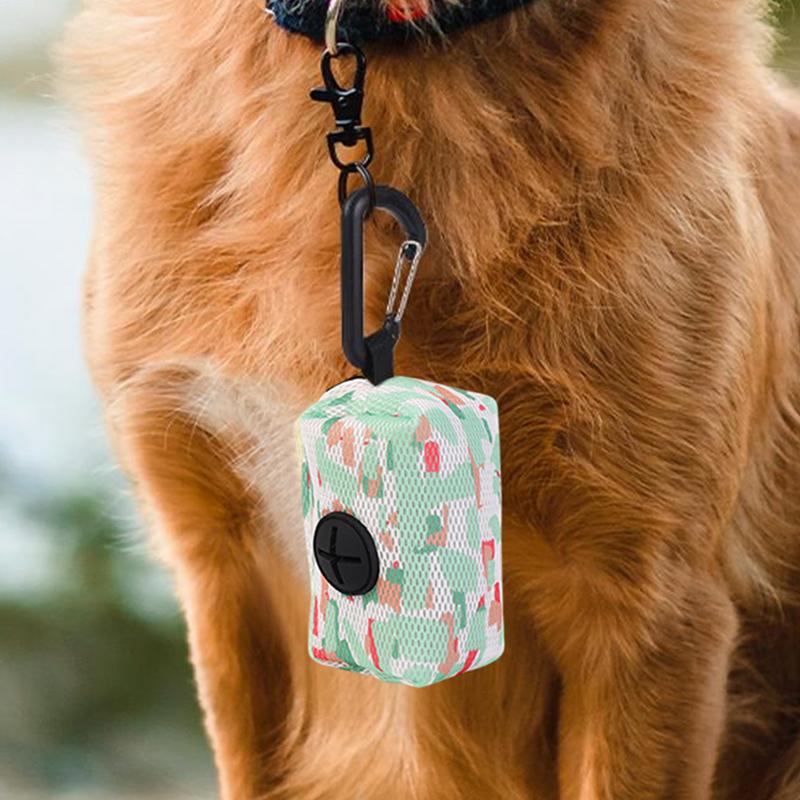 Dog Bag Holder Portable Pet Leashes Storage Multifunctional Poop Bag Carrier Dog Poop Bags Rolls Holder With Carabiner Clip For