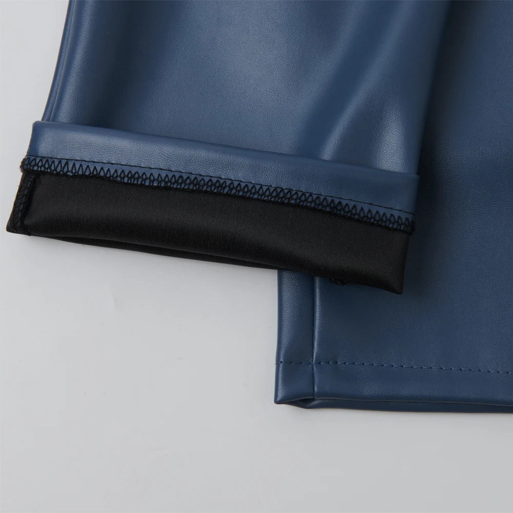 Mens Leather Pants Skinny Fit Stretch Fashion PU Trousers Party Dance Thin Streetwear 250304