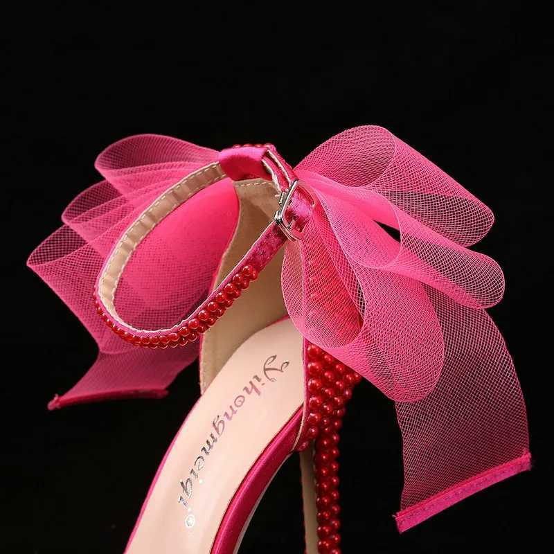 2025 New Fish Mouth High Heels Shallow Mouth Rhine Pearl Sandals Womens Wedding Bride ShoeXJ2500305