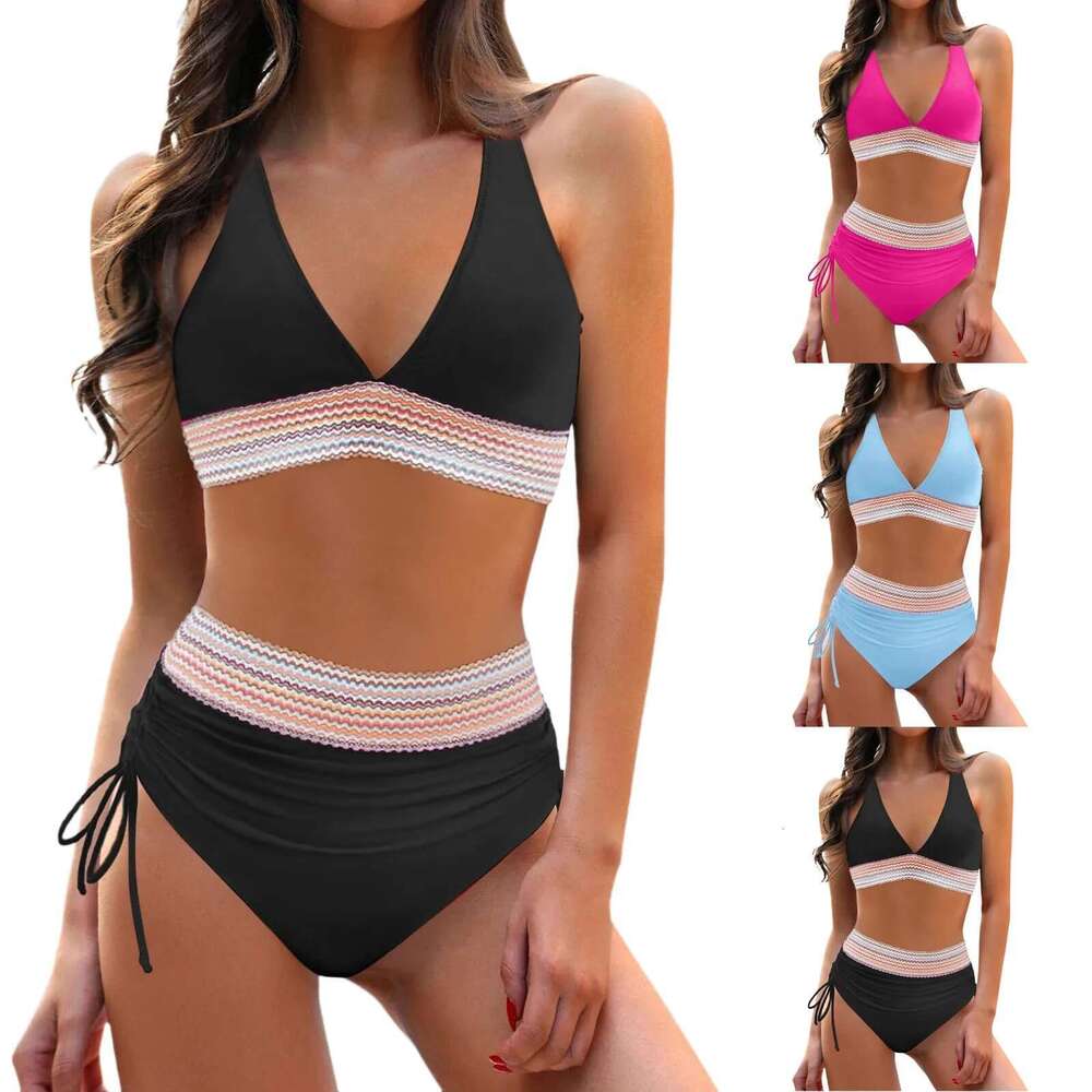 Bathing Womens Suits 2 Piece Waist Bikini Sets Tankini Swimsuits For Women 2024 Summer Trendy Bikinis High Waisted Swimwear Km-Ly