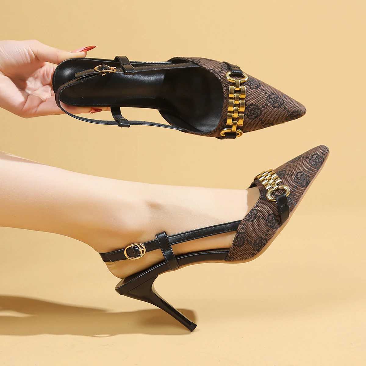 Womens Pumps Pointed Toe Slingback High H Shoes for Women Autumn Women Sexy Party Punk Goth H Womens Shoes Y250304