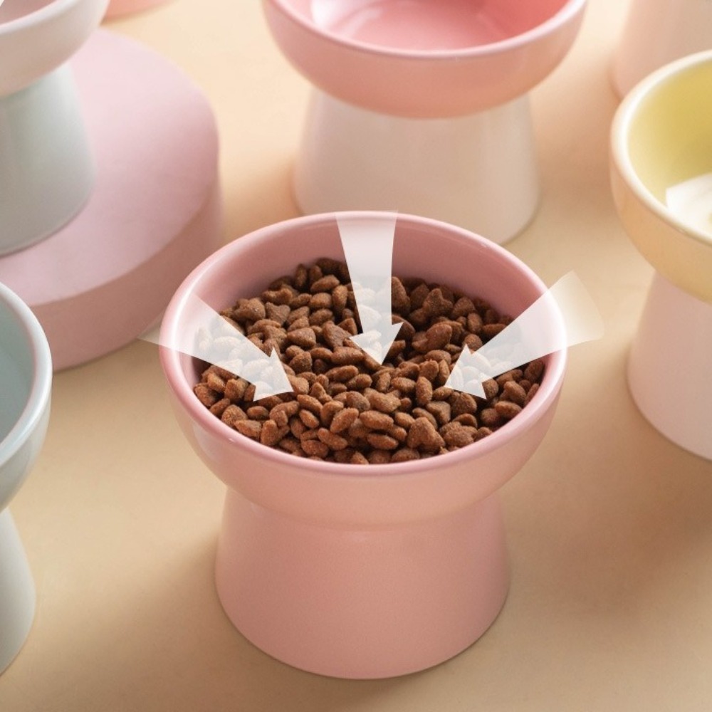 High Foot Cat Elevated Bowl 300ml Raised Dog Food Water Feeders Ceramic Neck Protection Pet Feeding Dishes Small Dogs