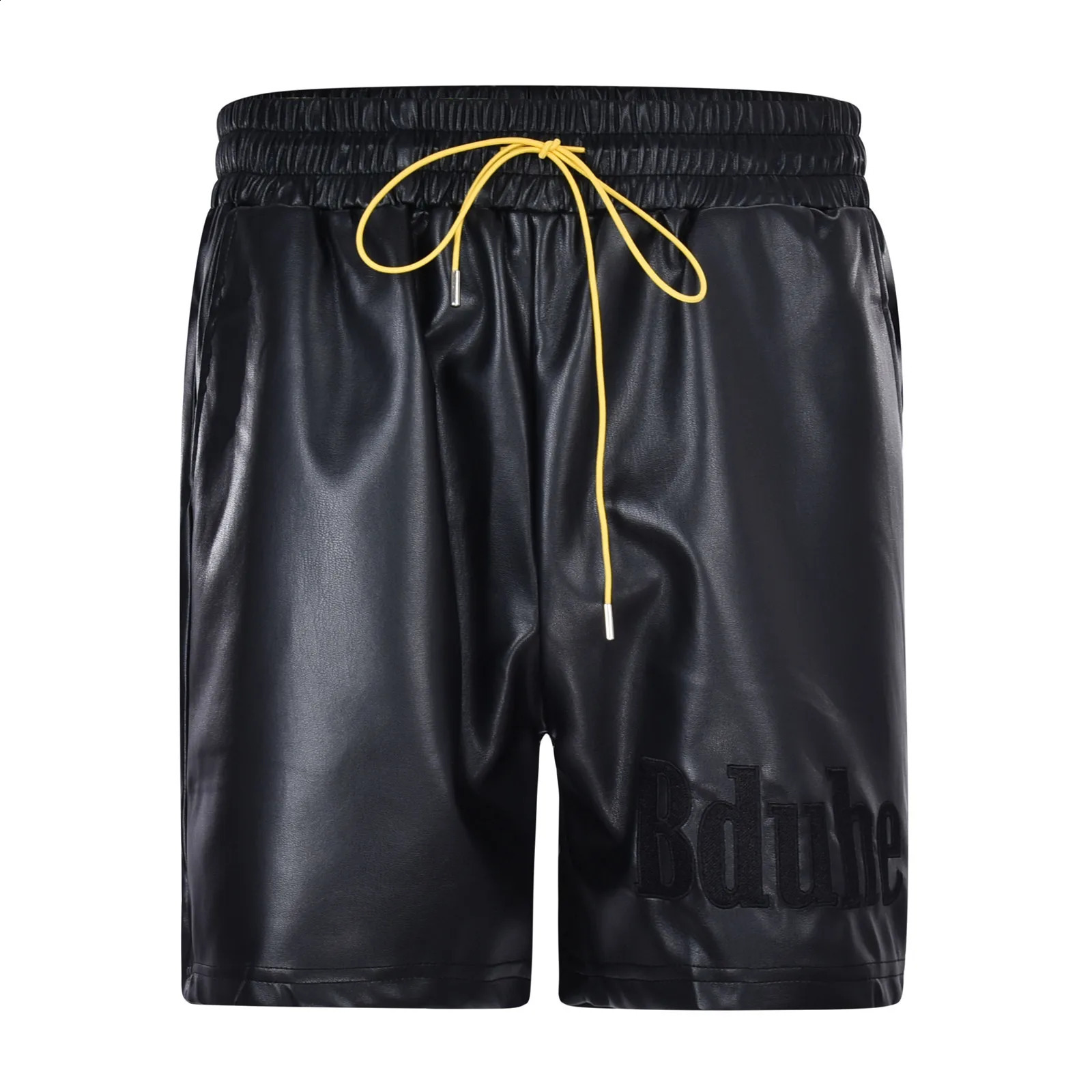 MenS Pu Leather Shorts Zipper Straight Leg Short Pants Clubwear Mens Cotton Athletic With Pockets Business Social Wear 250305