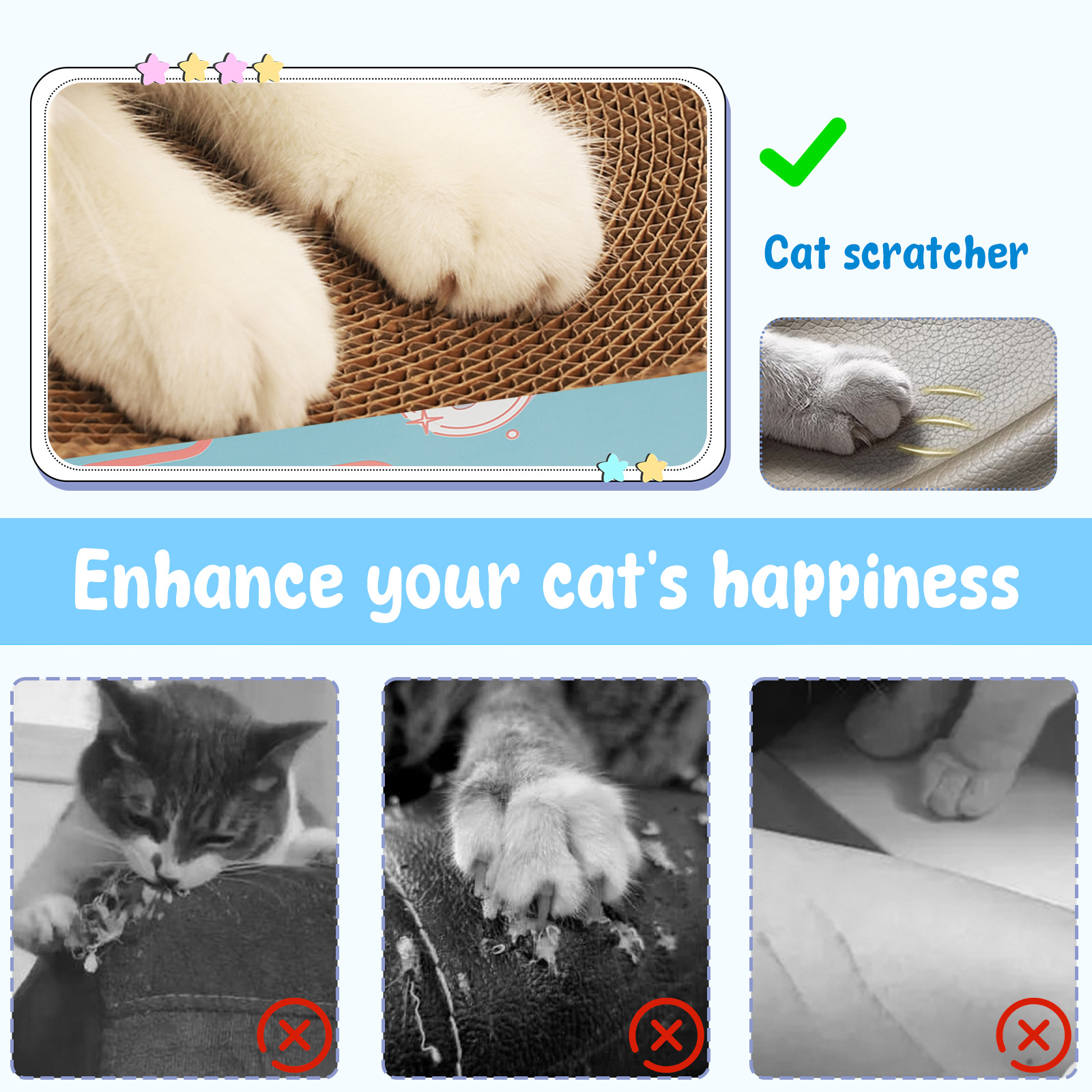 Cat Enrichment Toys Fun Cat Mole Game Interactive Pet Puzzle Toys with Cat Scratching Board Pet Supplies for Indoor Pet Exercise